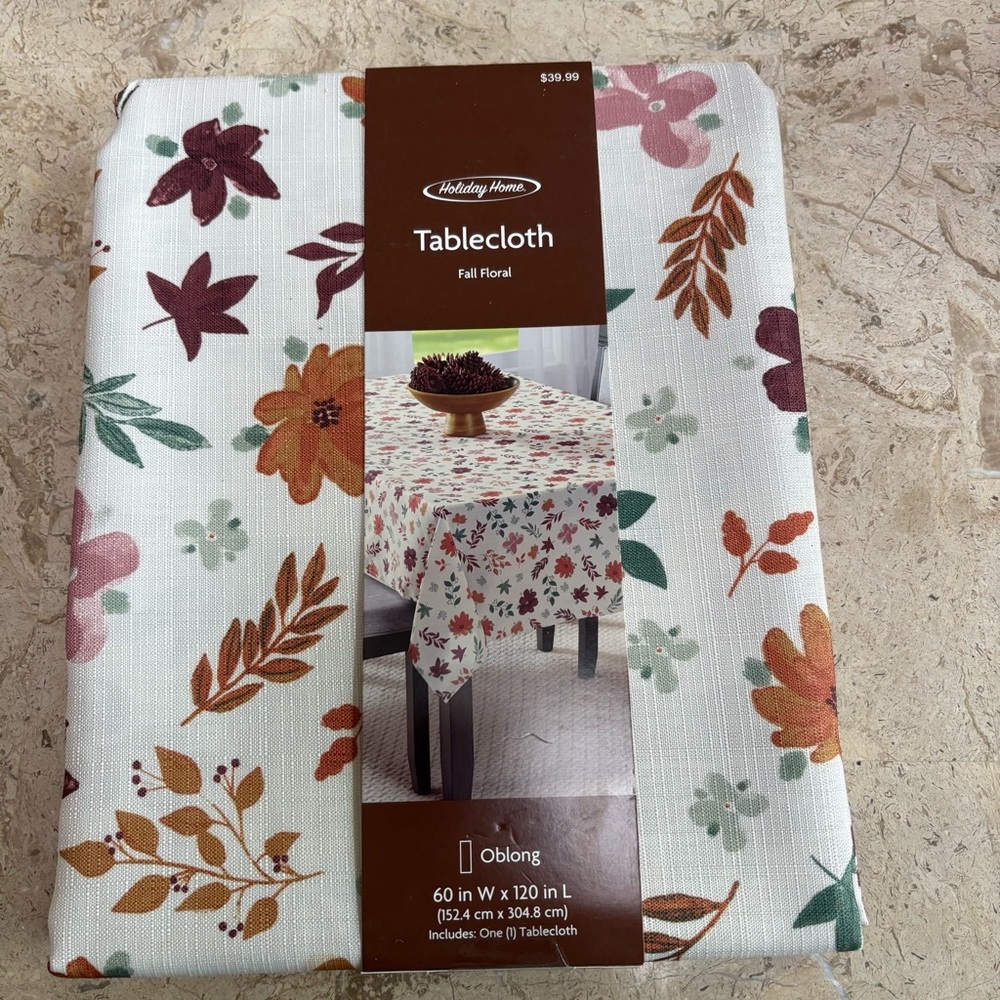 Fall Floral Oblong Tablecloth Holiday Home Autumn Hush Polyester New